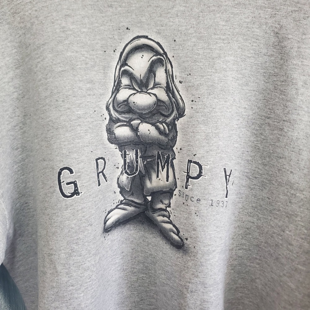 Vintage Disney Store Grumpy Sweatshirt Large Gray Made in USA Snow‎ White 90s